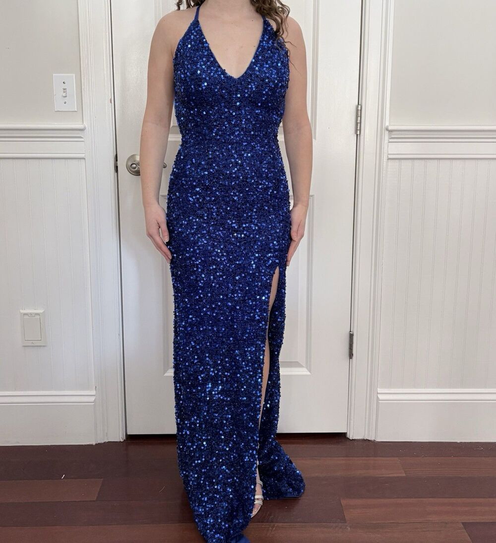 PROM - Royal Blue Sequin Gown – Size 2